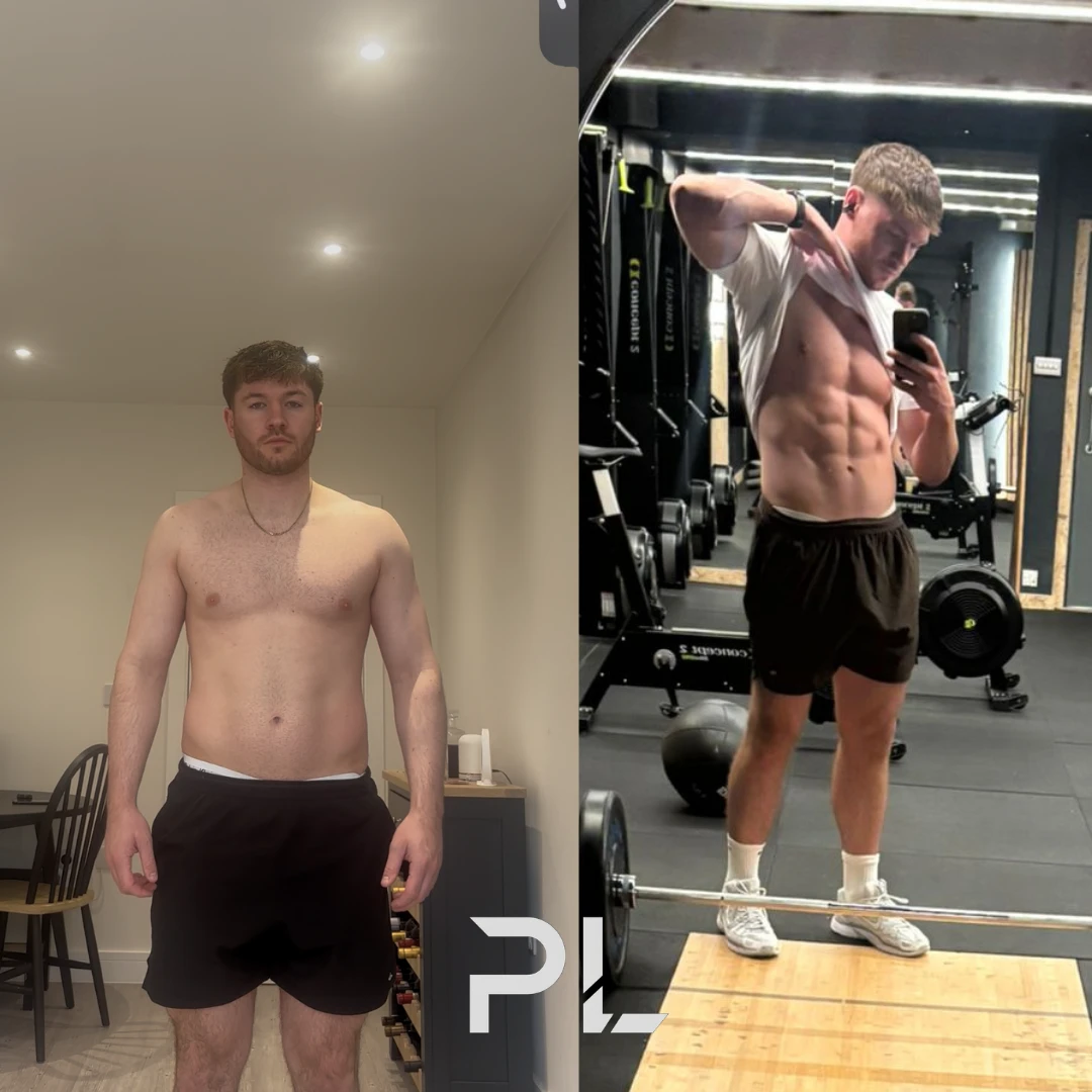 Client before and after: from soft to visible abs in the gym