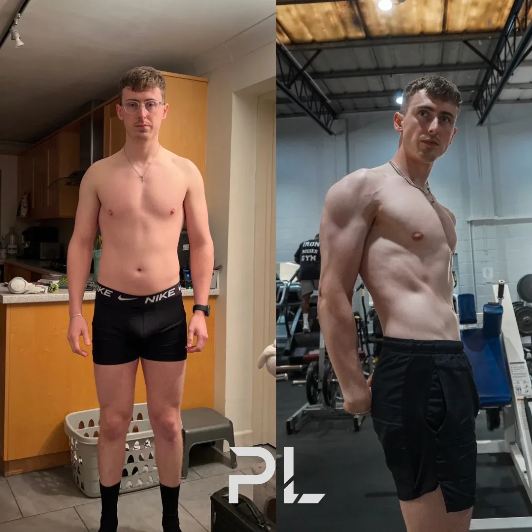 Client before and after: from soft to lean and muscular in the gym