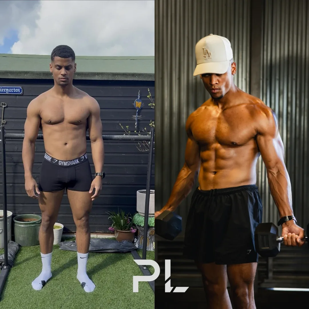 Client before and after: from relaxed to shredded on shoot day